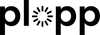 Das Plopp-Logo in schwarz und weiß